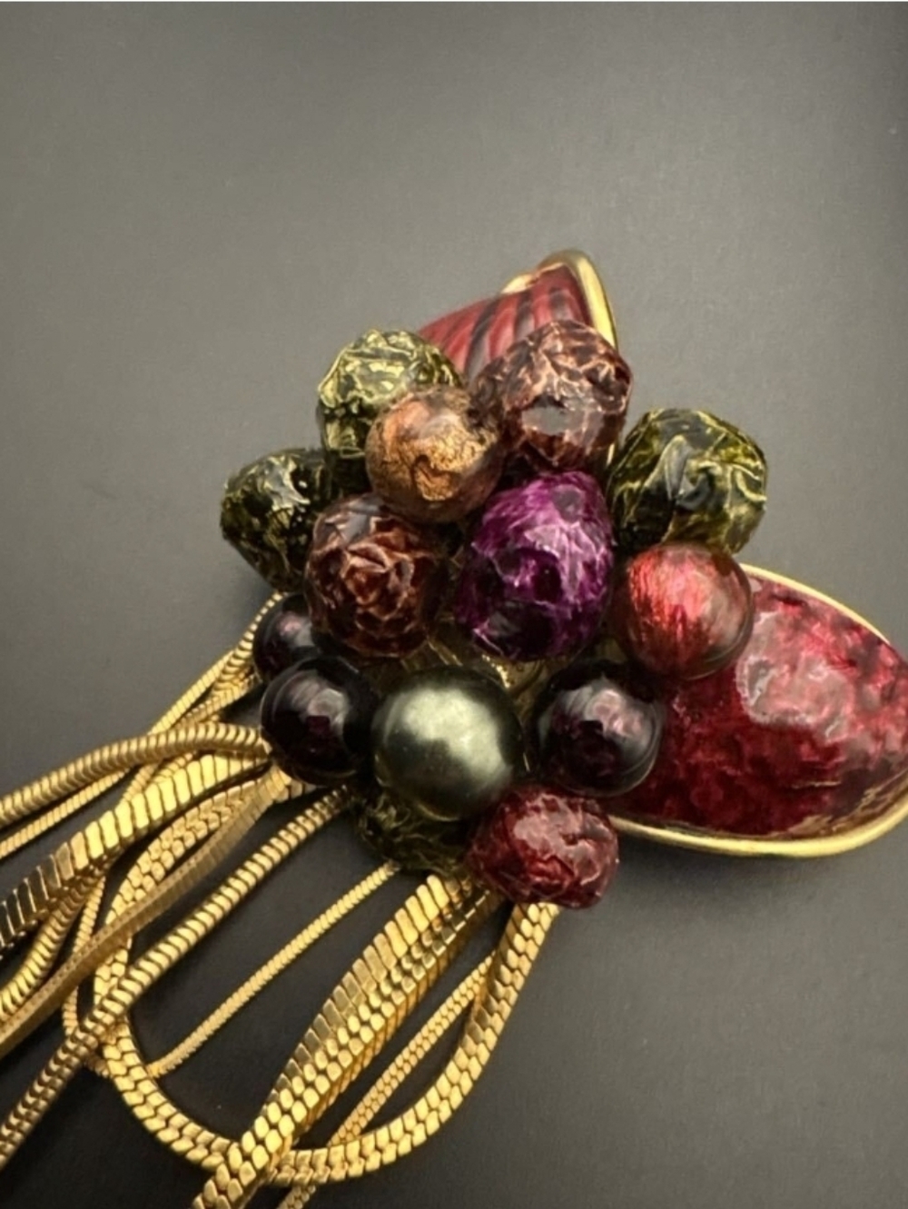Louis Vuitton Multicolor Cluster Pendant with Gold Tassels. Comes With COA - Picture 5 of 5
